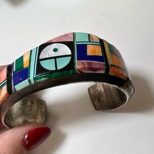Frank Yellowhorse Navajo Sterling Silver Cuff Bracelet